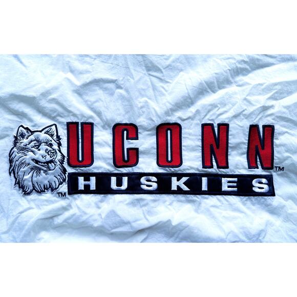 UConn Huskies 90s STARTER windbreaker Pullover jacket XL white vtg Connecticut - Picture 2 of 8
